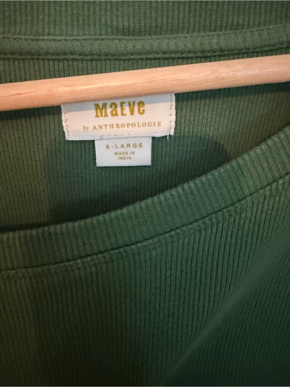 Anthropologie Forest Green Ribbed Long-Sleeve Crewneck - Picture 6 of 6